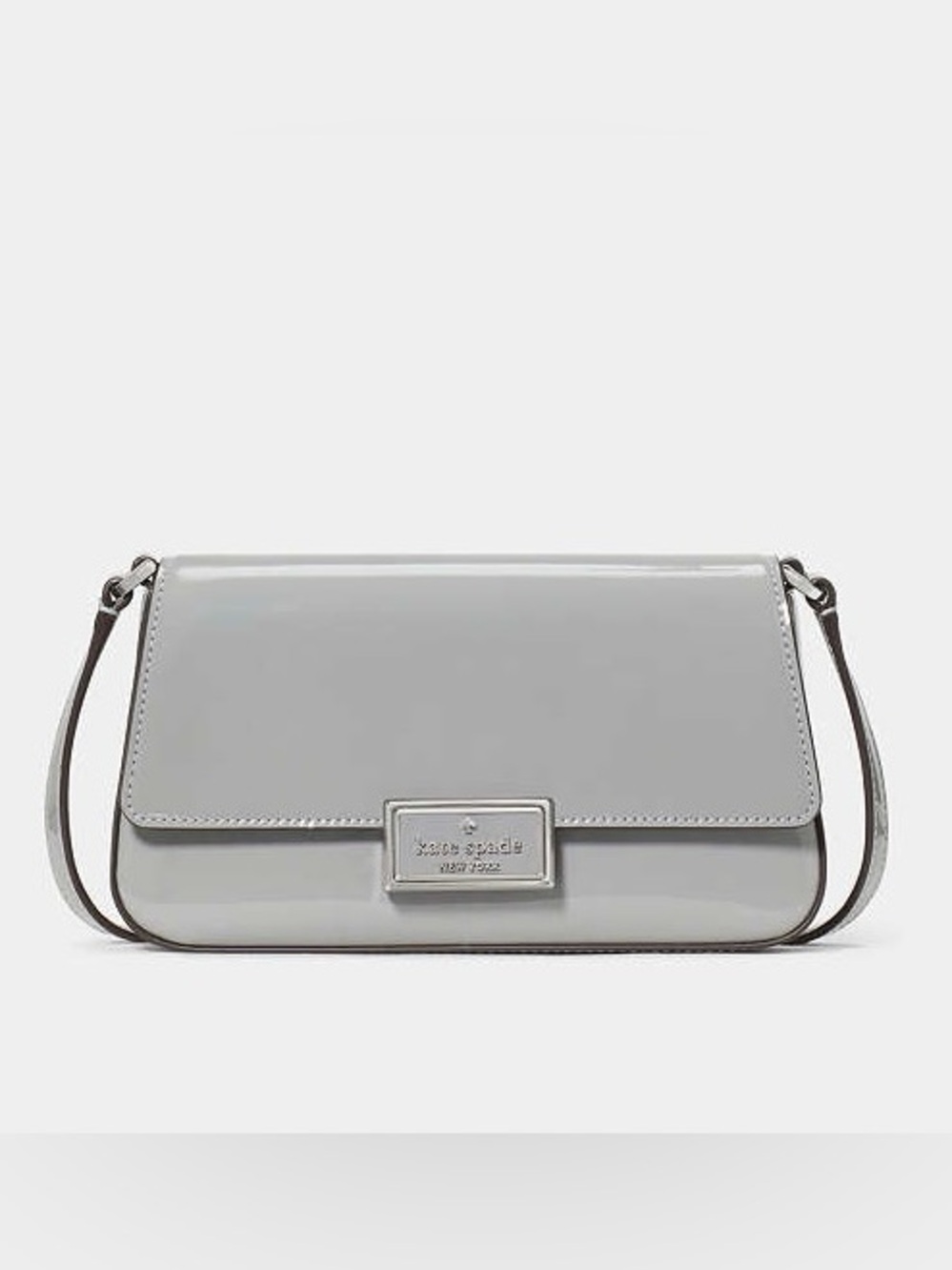 ‼️LIKE NEW Kate Spade Gray Pavement Reegan Patent Mini Flap Crossbody